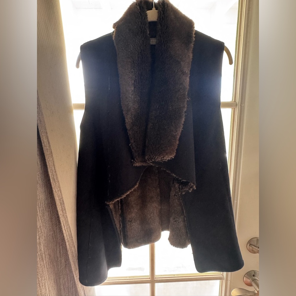 Women's Elegant Black and Brown Teddy Jacket